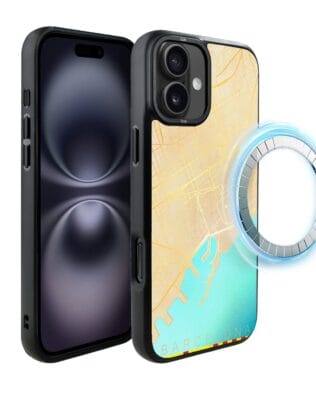 Etui do iPhone 16 IBIZU DropGuard Matt z MagSafe, Mapy Świata, Barcelona