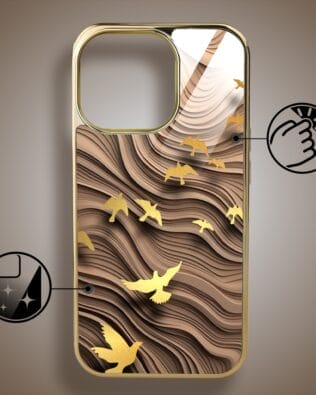 Etui do iPhone 16 Pro Max IBIZU Elite Glass z MagSafe Zwierzęta, Piaskowa odyseja, złote