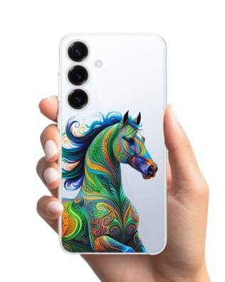 Etui do Samsung Galaxy S25 Plus przeźroczyste, silikonowe Flexi, Dzika Mandala, Koń