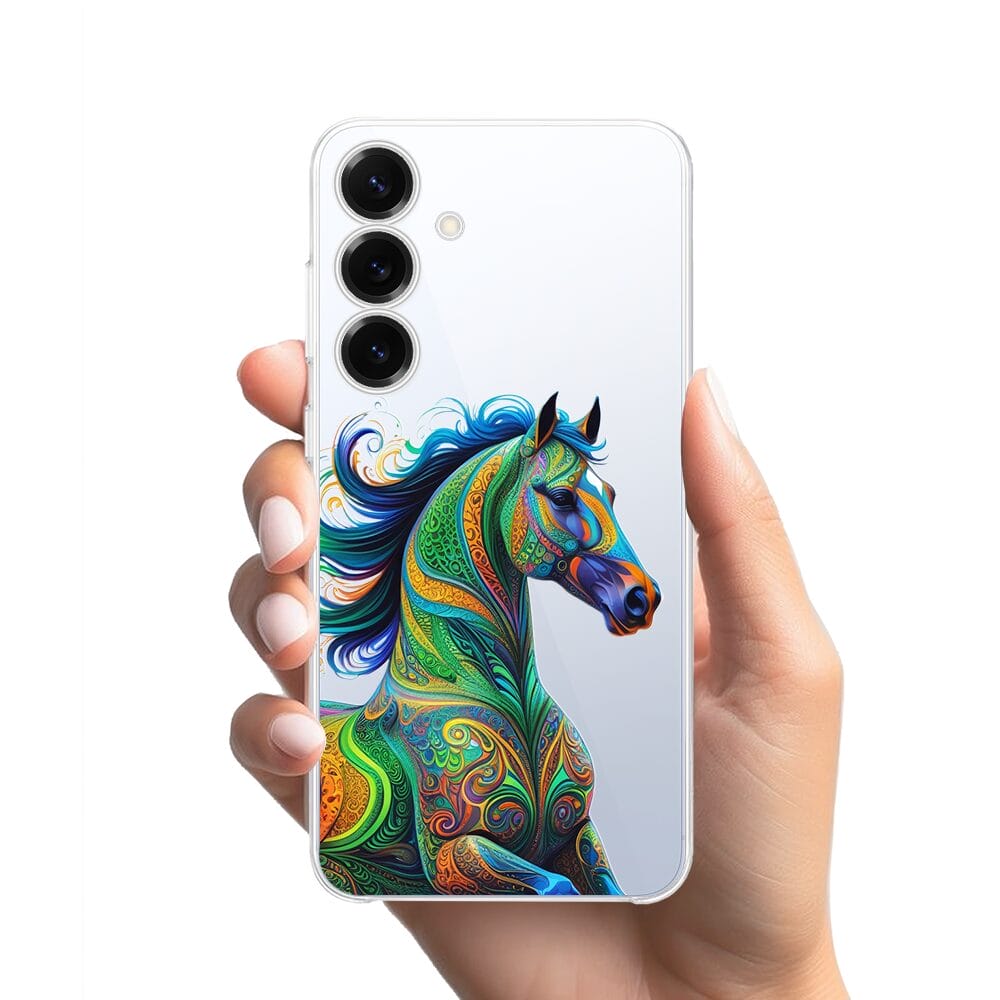 Etui do Samsung Galaxy S25 Plus przeźroczyste, silikonowe Flexi, Dzika Mandala, Koń - obrazek 2