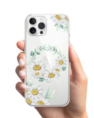 Etui do iPhone 12 Pro przeźroczyste, silikonowe Flexi, wianek stokrotek