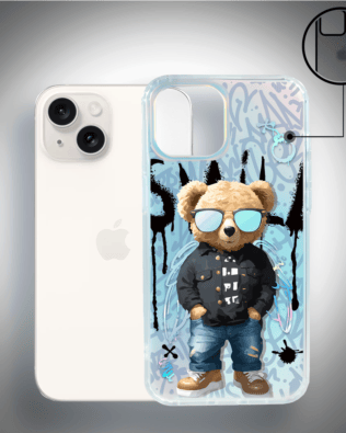 Etui do iPhone 14 IBIZU California Sunset, zmieniające kolor, Graffiti Boy, artystyczny miś