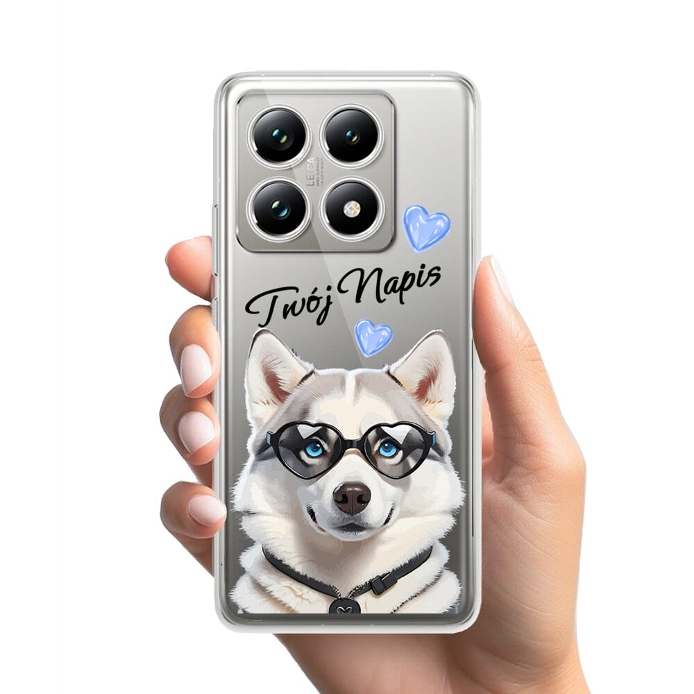 Etui do Xiaomi 14T Pro przeźroczyste, silikonowe Flexi, Puppy Love, pies rasy Husky - obrazek 2