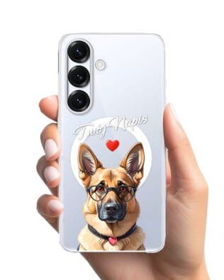 Etui do Samsung Galaxy S25 Plus z MagSafe przeźroczyste, silikonowe Flexi, Puppy Love, pies rasy Owczarek Niemiecki