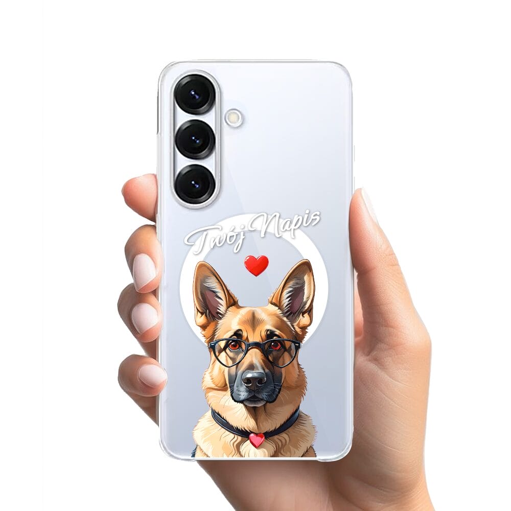 Etui do Samsung Galaxy S25 Plus z MagSafe przeźroczyste, silikonowe Flexi, Puppy Love, pies rasy Owczarek Niemiecki - obrazek 2
