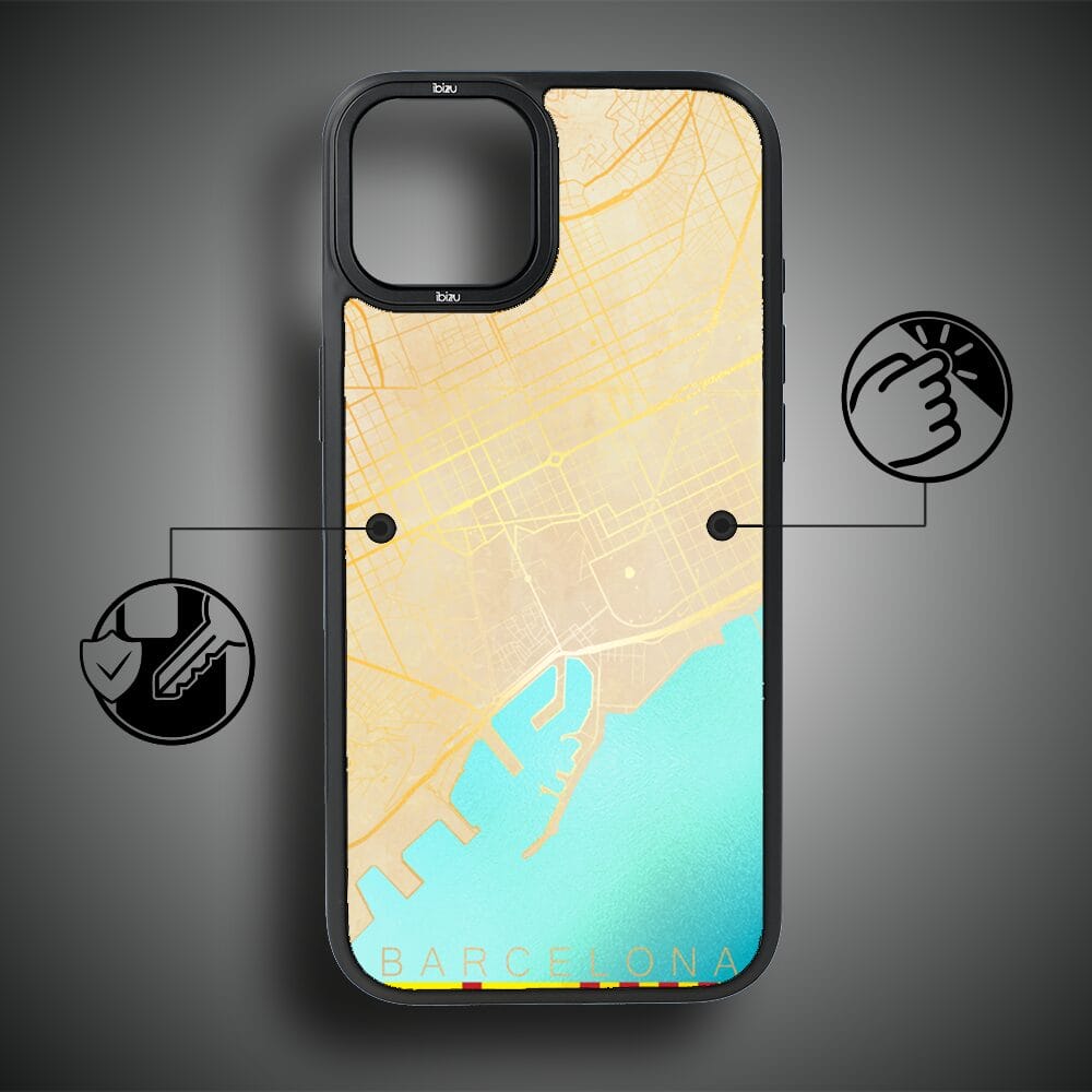Etui do iPhone 15 IBIZU DropGuard Matt z MagSafe, Mapy Świata, Barcelona - obrazek 7