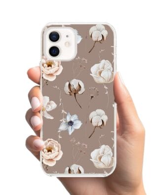 Etui do iPhone 12 Mini przeźroczyste, silikonowe Flexi, akwarelowe kwiatki