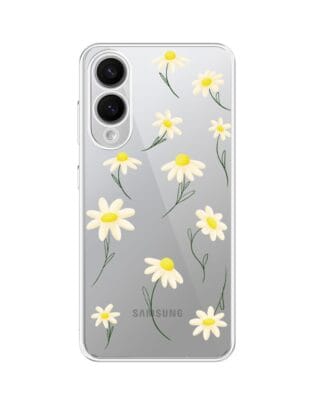 Etui do Samsung Galaxy S25 Edge przeźroczyste, silikonowe Flexi, stokrotki