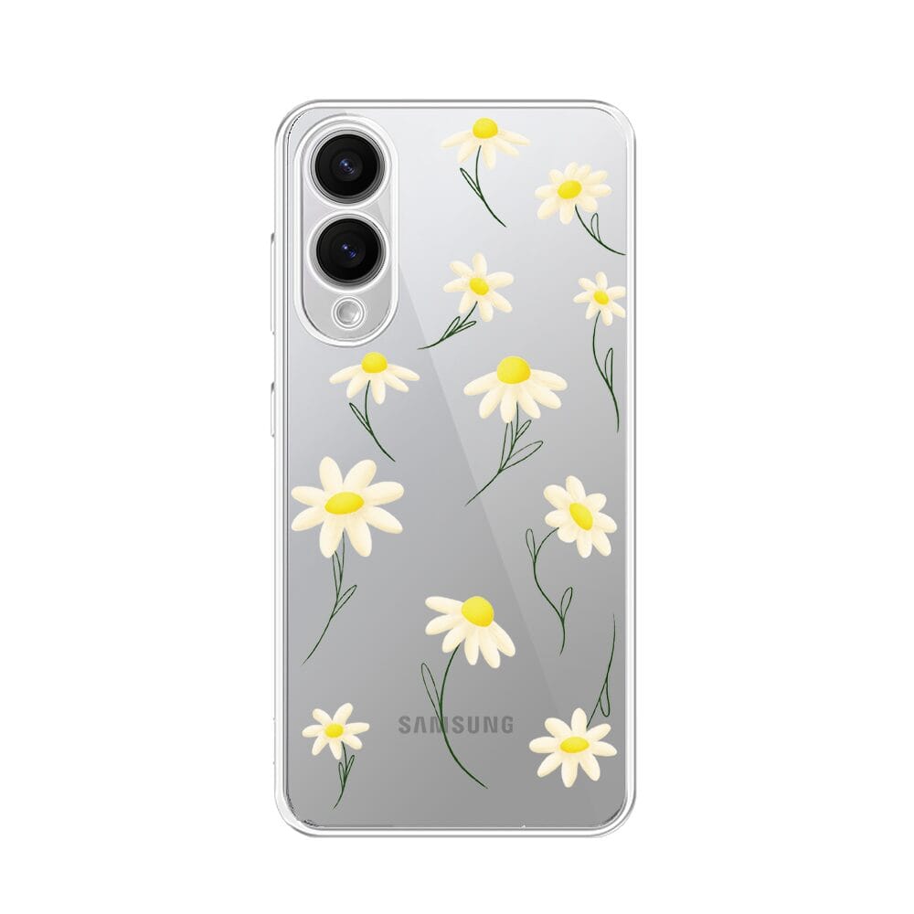 Etui do Samsung Galaxy S25 Edge przeźroczyste, silikonowe Flexi, stokrotki