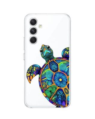 Etui do Samsung Galaxy A54 5G przeźroczyste, silikonowe Flexi, Dzika Mandala, Żółw