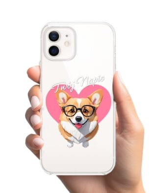 Etui do iPhone 12 Mini przeźroczyste, silikonowe Flexi, Puppy Love, pies rasy Corgi