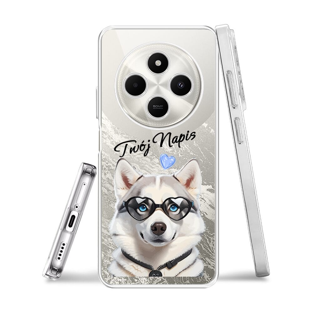 Etui do Xiaomi POCO C75 przeźroczyste, silikonowe Flexi, Puppy Love, pies rasy Husky - obrazek 3