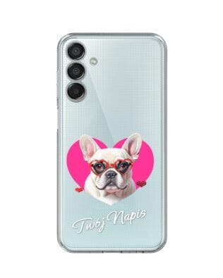 Etui do Samsung Galaxy M15 5G przeźroczyste, silikonowe Flexi, Puppy Love, pies rasy Buldog Francuski