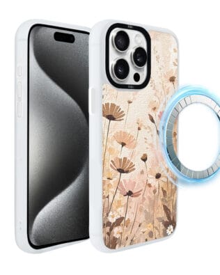 Etui do iPhone 15 Pro IBIZU DropGuard Matt z MagSafe, Boho, Kwiatowa łąka