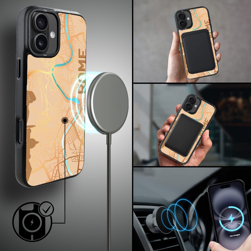 Etui do iPhone 16 Plus IBIZU DropGuard Matt z MagSafe, Mapy Świata, Rome - obrazek 8