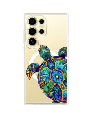 Etui do Samsung Galaxy S24 Ultra z MagSafe przeźroczyste, silikonowe Flexi, Dzika Mandala, Żółw