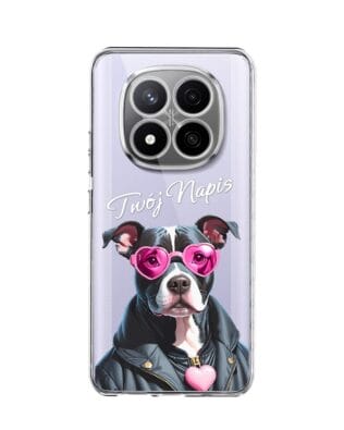 Etui do Xiaomi Redmi Note 14 Pro 4G przeźroczyste, silikonowe Flexi, Puppy Love, pies rasy Amstaff