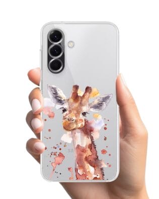 Etui do Samsung Galaxy A56 5G przeźroczyste, silikonowe Flexi, Akwarelowe Zoo, Żyrafa