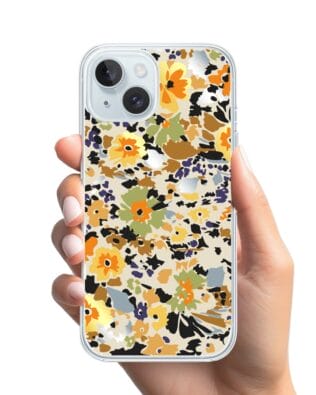 Etui do iPhone 15 Plus przeźroczyste, silikonowe Flexi, malowane kwiatki