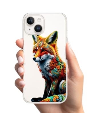Etui do iPhone 14 Plus przeźroczyste, silikonowe Flexi, Dzika Mandala, Lis
