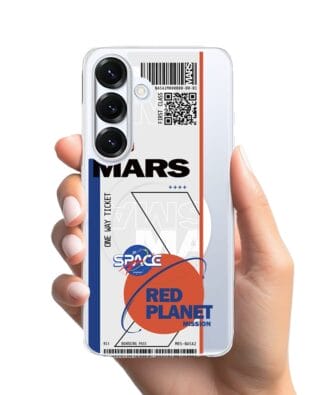 Etui do Samsung Galaxy S25 z MagSafe przeźroczyste, silikonowe Flexi, bilet na Mars