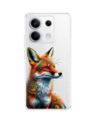 Etui do Xiaomi Redmi Note 13 Pro 5G przeźroczyste, silikonowe Flexi, Dzika Mandala, Twarz lisa