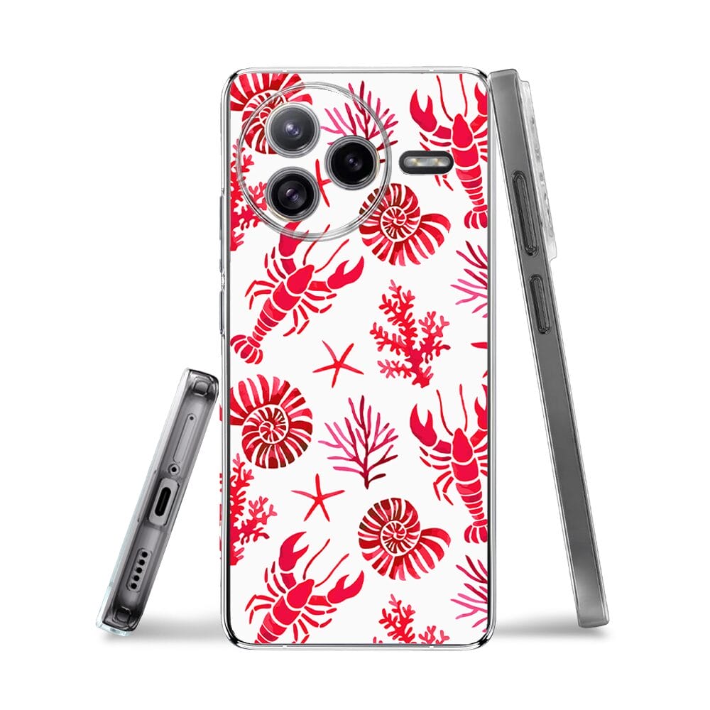 Etui do Xiaomi POCO F7 Ultra przeźroczyste, silikonowe Flexi, krab, muszle - obrazek 3