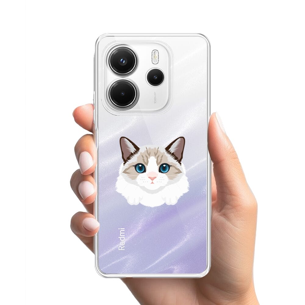 Etui do Xiaomi Redmi Note 14 4G przeźroczyste, silikonowe Flexi, kot birmański - obrazek 2