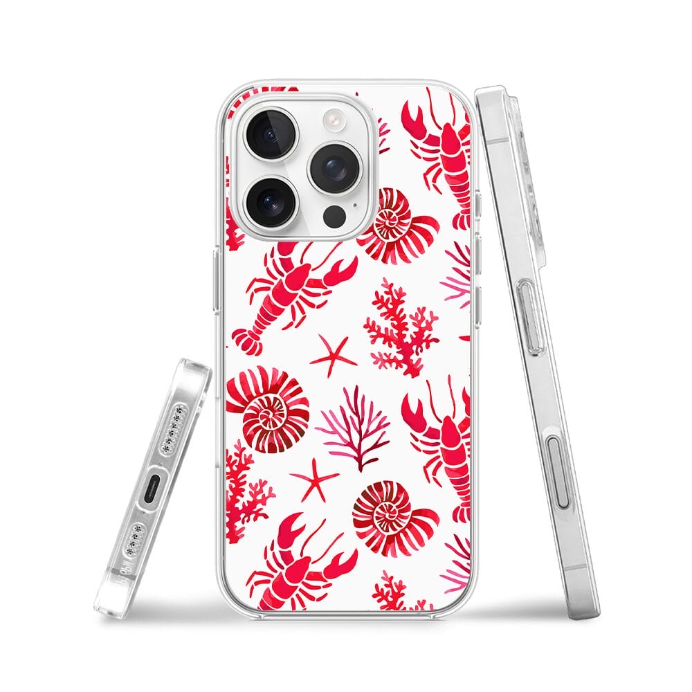 Etui do iPhone 16 Pro przeźroczyste, silikonowe Flexi, krab, muszle - obrazek 3