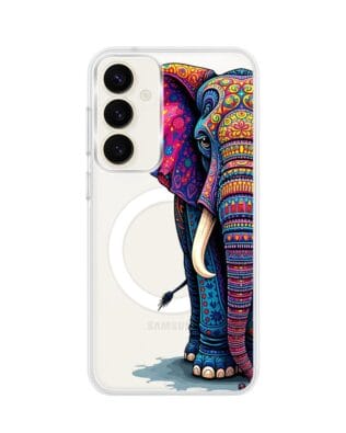 Etui do Samsung Galaxy S23 Plus z MagSafe przeźroczyste, silikonowe Flexi, Dzika Mandala, Słoń