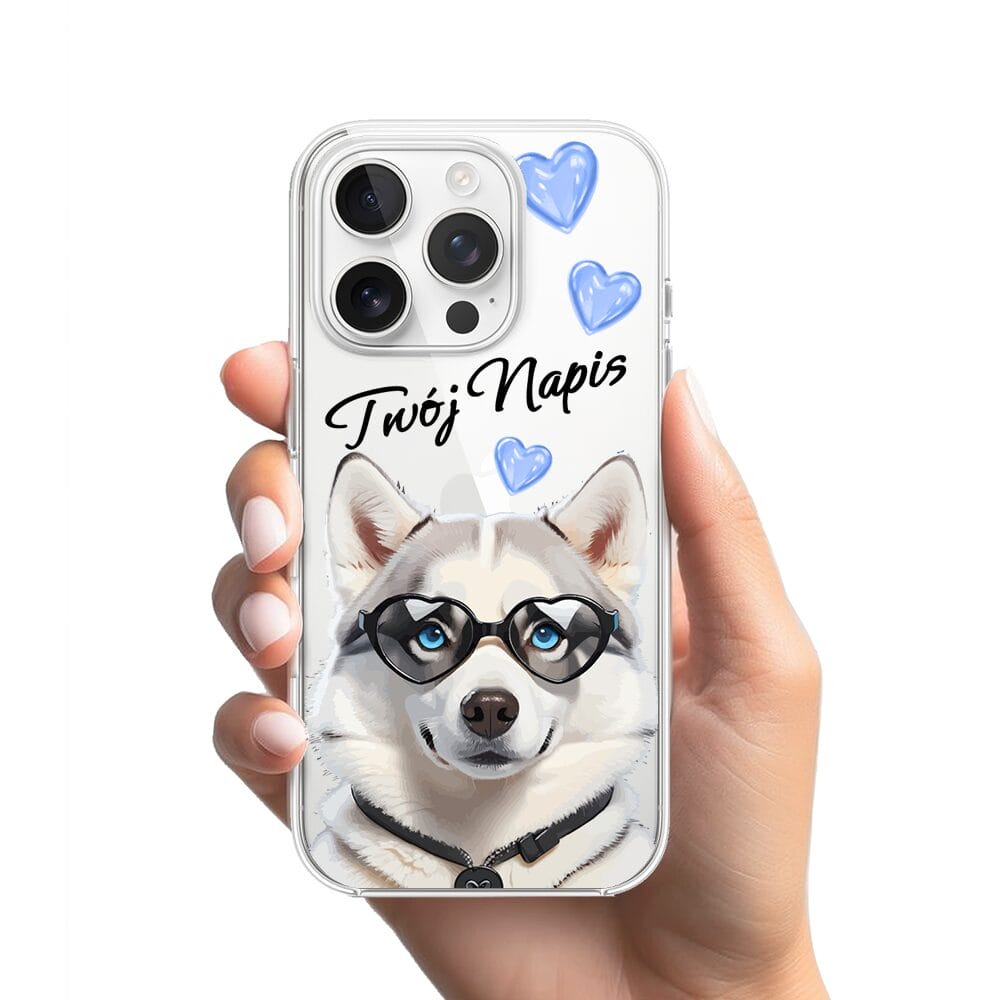 Etui do iPhone 13 Pro przeźroczyste, silikonowe Flexi, Puppy Love, pies rasy Husky - obrazek 2