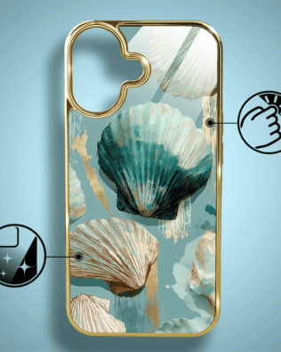 Etui do iPhone 16 Plus IBIZU Elite Glass z MagSafe Morze, Turkusowy skarb, złote