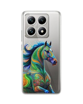 Etui do Xiaomi 14T przeźroczyste, silikonowe Flexi, Dzika Mandala, Koń