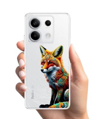 Etui do Xiaomi Redmi Note 13 Pro 5G przeźroczyste, silikonowe Flexi, Dzika Mandala, Lis