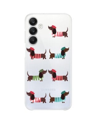 Etui do Samsung Galaxy A25 5G przeźroczyste, silikonowe Flexi, jamnik w Paryżu