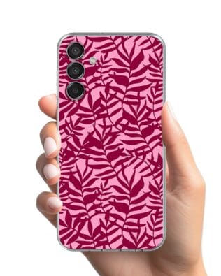 Etui do Samsung Galaxy M15 5G przeźroczyste, silikonowe Flexi, bordowe liście