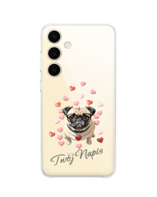 Etui do Samsung Galaxy S24 Plus przeźroczyste, silikonowe Flexi, Puppy Love, pies rasy Mops