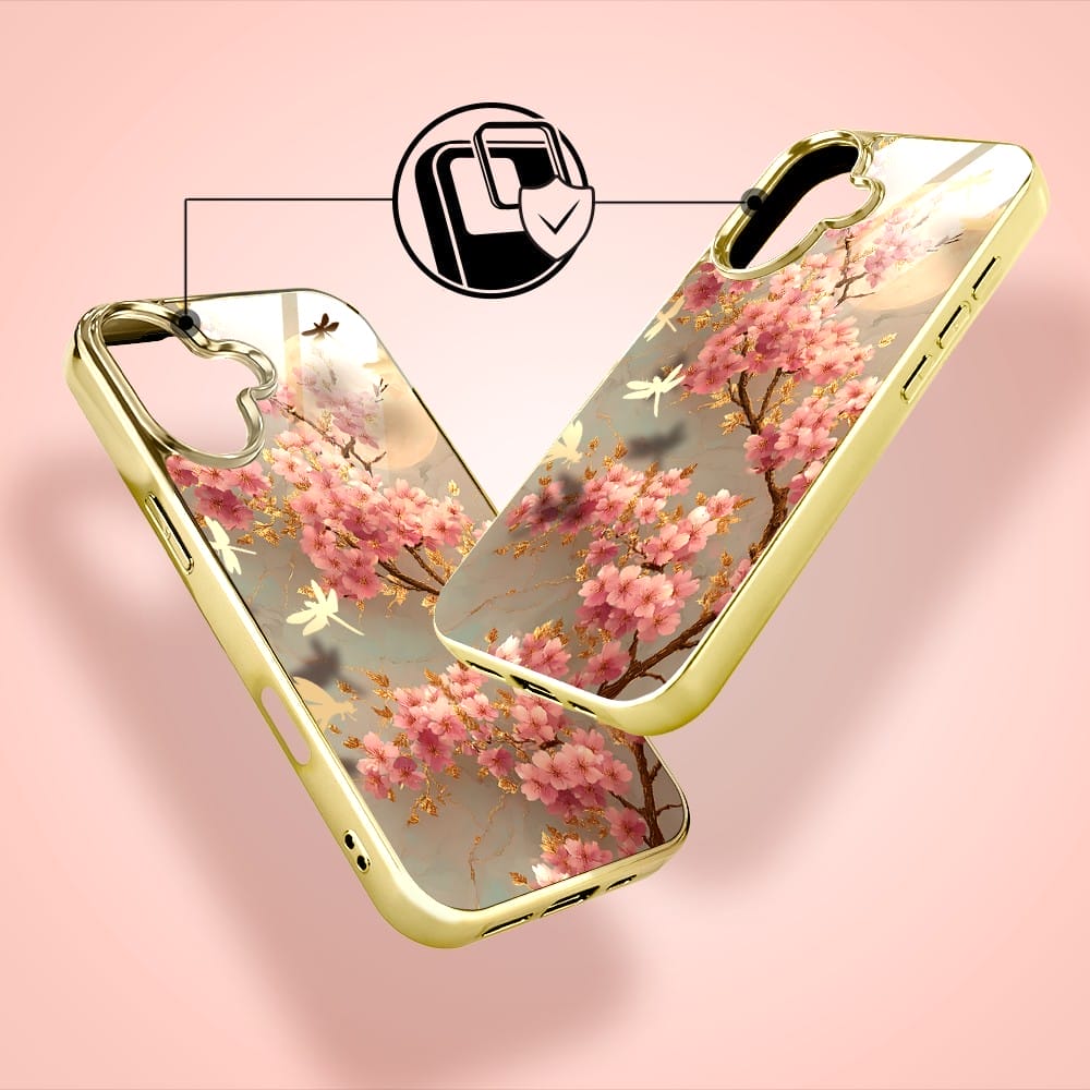 Etui do iPhone 16 IBIZU Elite Glass z MagSafe Magia Azji, Taniec sakury, złote - obrazek 3