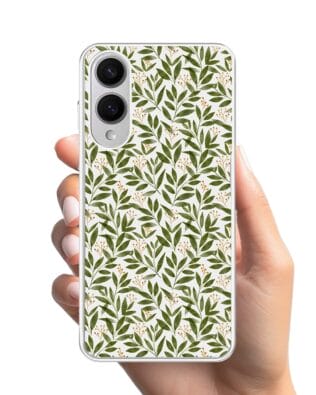 Etui do Samsung Galaxy S25 Edge z MagSafe przeźroczyste, silikonowe Flexi, zielone gałązki