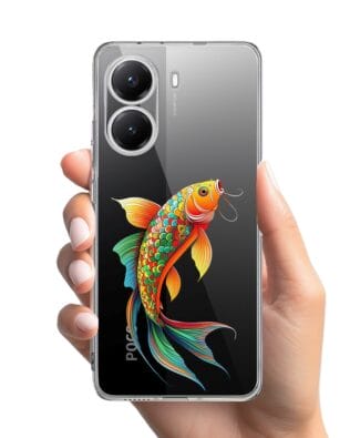 Etui do Xiaomi POCO X7 Pro przeźroczyste, silikonowe Flexi, Dzika Mandala, Złota ryba