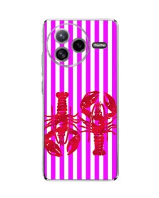 Etui do Xiaomi POCO F7 Ultra przeźroczyste, silikonowe Flexi, kraby z różowymi paskami