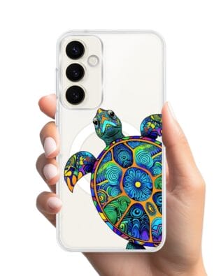 Etui do Samsung Galaxy S23 Plus z MagSafe przeźroczyste, silikonowe Flexi, Dzika Mandala, Żółw
