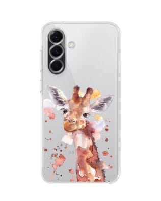 Etui do Samsung Galaxy A56 5G przeźroczyste, silikonowe Flexi, Akwarelowe Zoo, Żyrafa