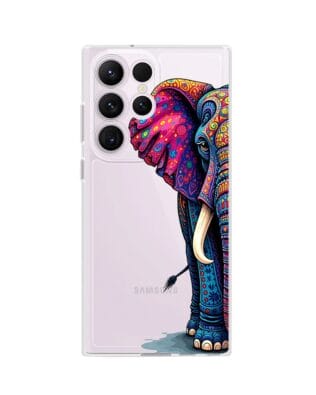 Etui do Samsung Galaxy S23 Ultra przeźroczyste, silikonowe Flexi, Dzika Mandala, Słoń