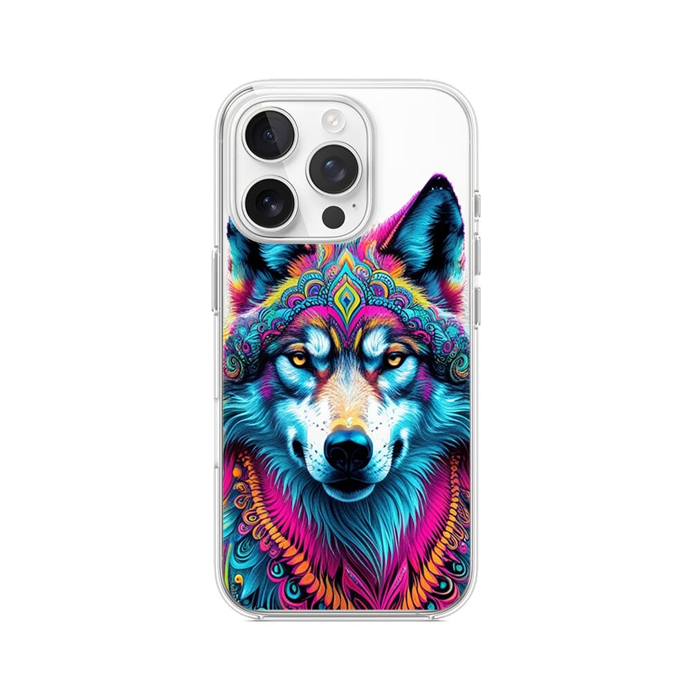 Etui do iPhone 16 Pro Max przeźroczyste, silikonowe Flexi, Dzika Mandala, Wilk