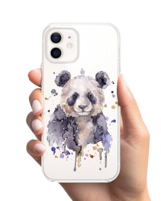 Etui do iPhone 12 Mini przeźroczyste, silikonowe Flexi, Akwarelowe Zoo, Panda
