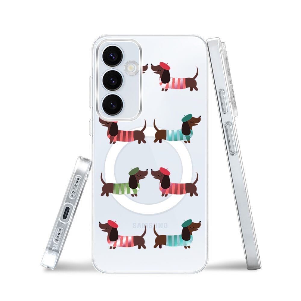 Etui do Samsung Galaxy A55 5G z MagSafe przeźroczyste, silikonowe Flexi, jamnik w Paryżu - obrazek 3