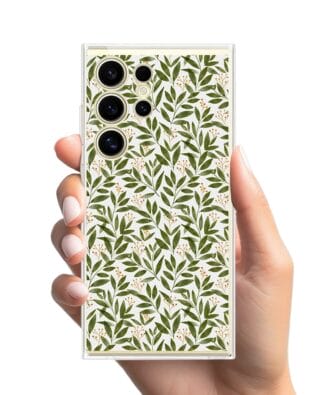 Etui do Samsung Galaxy S24 Ultra przeźroczyste, silikonowe Flexi, zielone gałązki