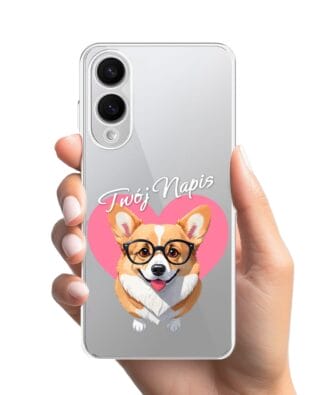 Etui do Samsung Galaxy S25 Edge przeźroczyste, silikonowe Flexi, Puppy Love, pies rasy Corgi