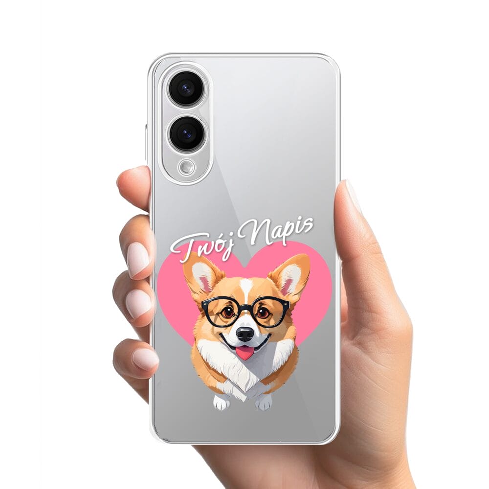 Etui do Samsung Galaxy S25 Edge przeźroczyste, silikonowe Flexi, Puppy Love, pies rasy Corgi - obrazek 2